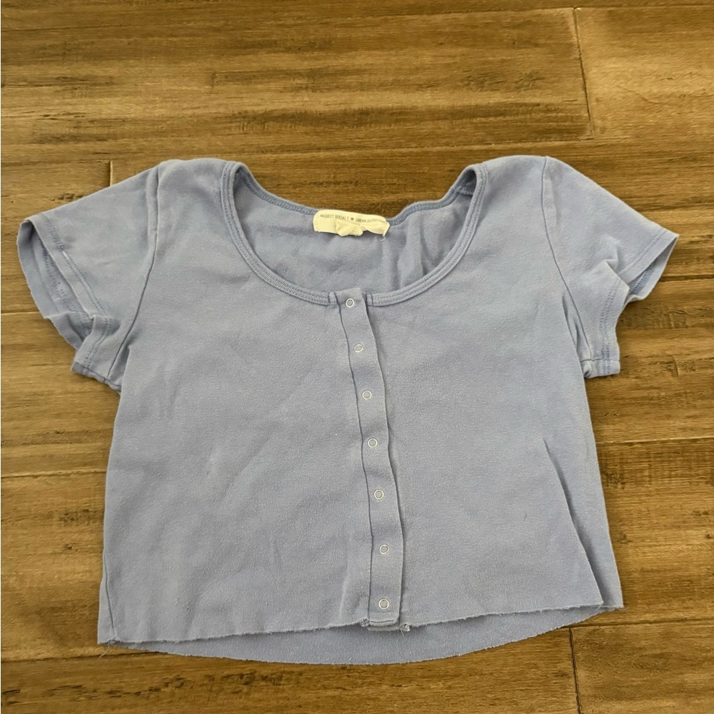 Project Social T Light Blue Cropped Top